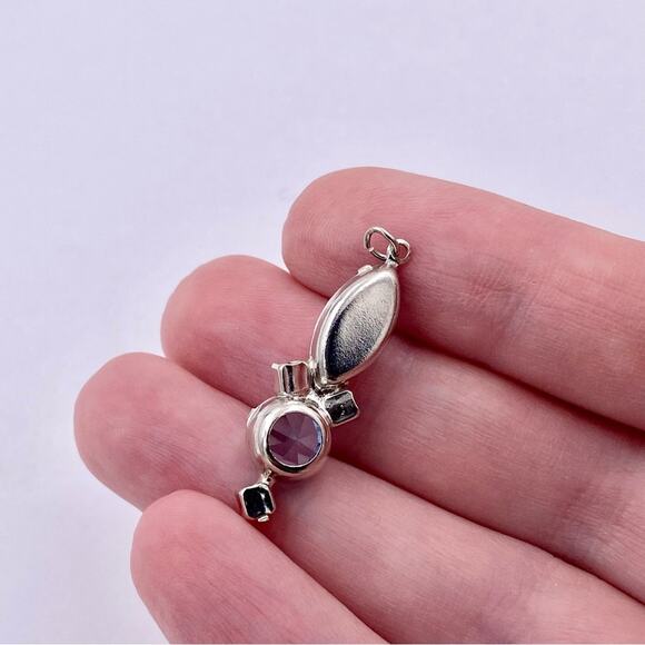 Mid Century Winter Theme Blue Rhinestone Pendant - Picture 3 of 9